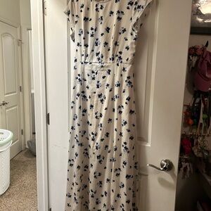 Floral Cream and Blue Dress